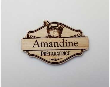 Badge en bois pharmacie personnalisé vintage