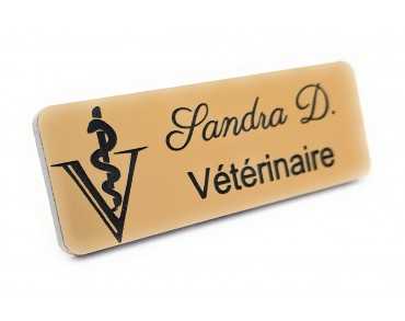 Badge or brossé acrylique personnalisé caducée vétérinaire