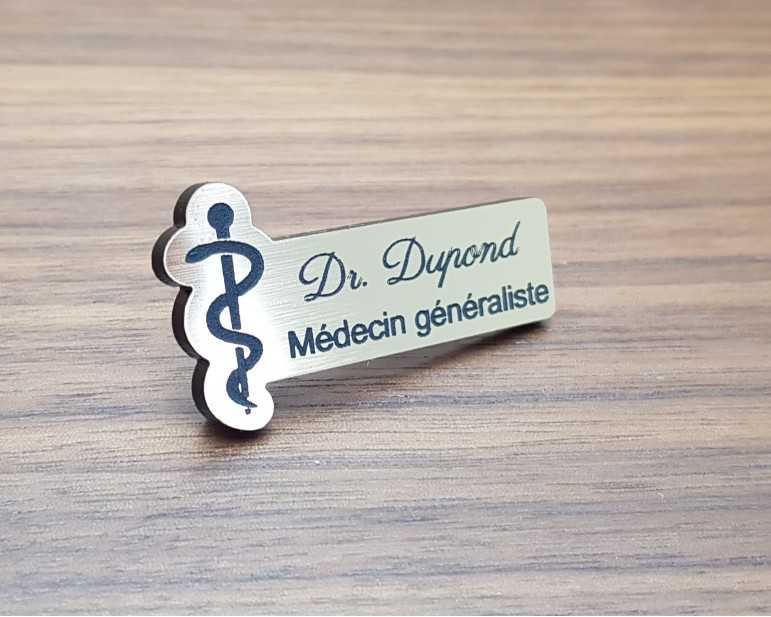 Badge or brossé acrylique médical personnalisé, petit modèle