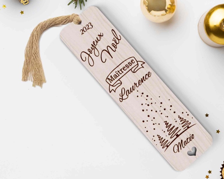 Marque page en bois personnalisable Maîtresse Maitre cadeau noël