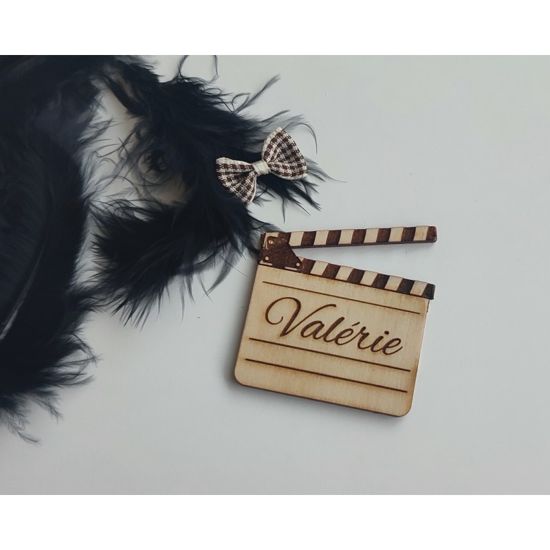 Marque place clap cinéma en bois personnalisé