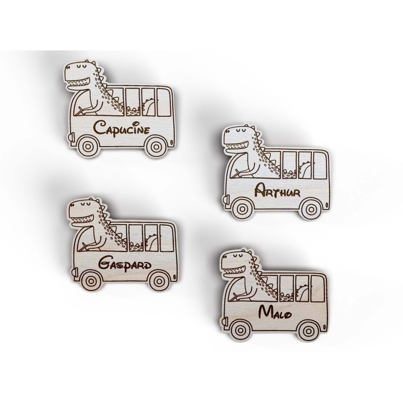 Marque place bois personnalisé, thème dinosaure, Décoration de table festive