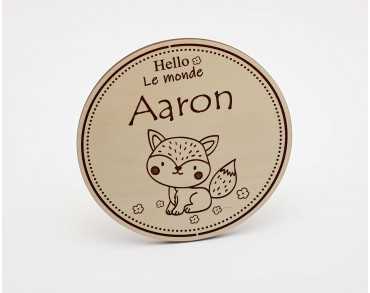 carte en bois personnalisée - prénom bébé - annonce naissance renard