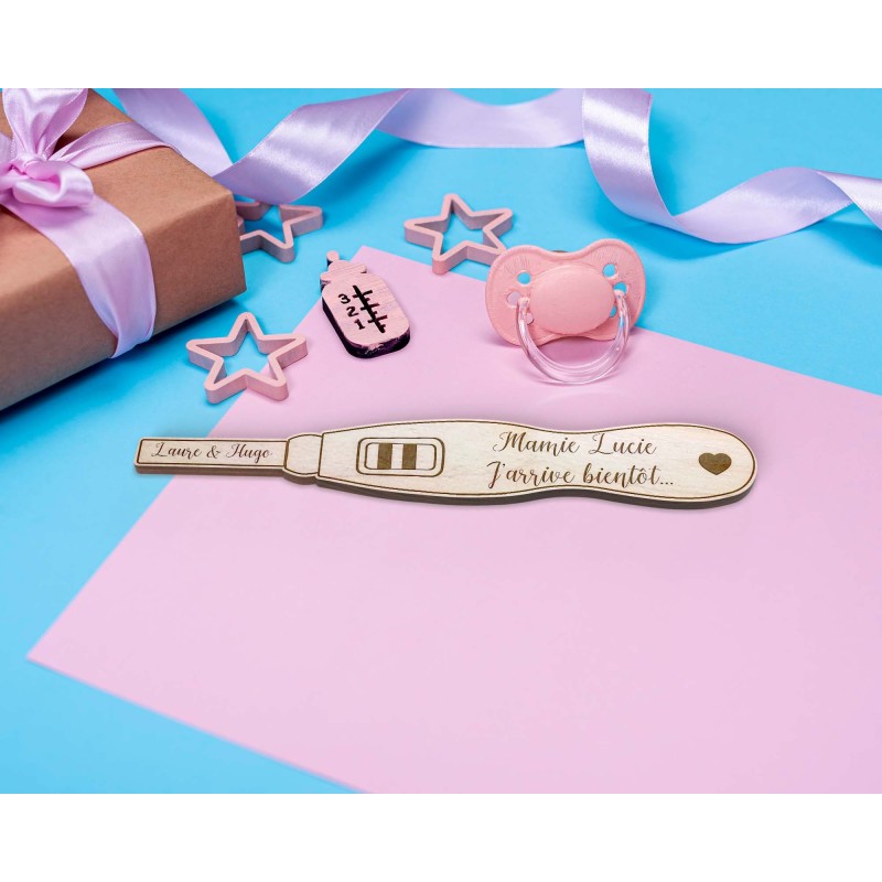 Test de grossesse en bois personnalisé