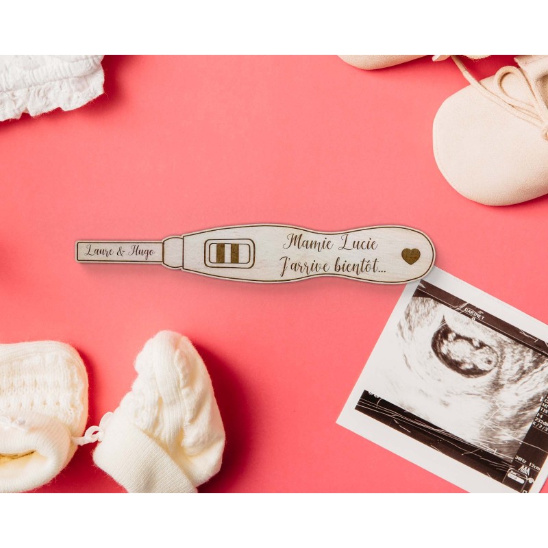 Test de grossesse en bois personnalisé