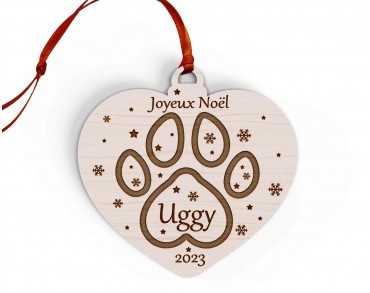 Boule de Noël en bois chat chien personnalisée