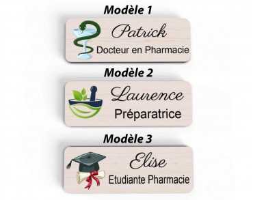 Badge en bois et couleur personnalisé pharmacie