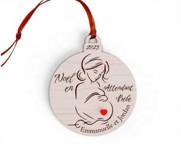 Boule de Noël personnalisée grossesse - Attendant Bébé - Famille Parent