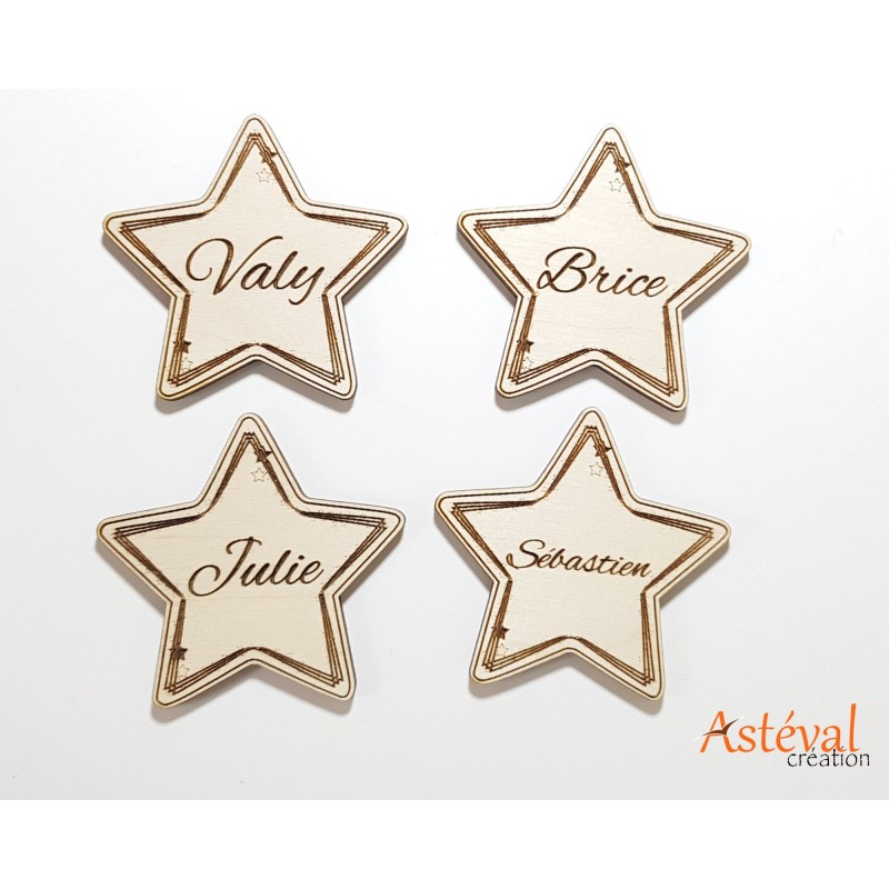 Marque place star en bois personnalisé