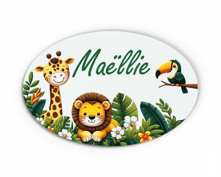 Plaque de Porte Personnalisable thème jungle
