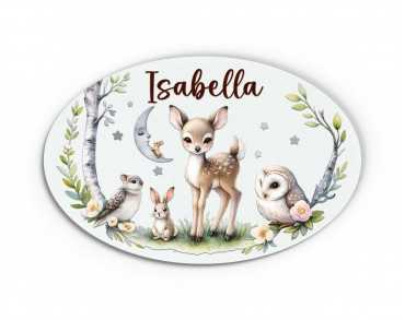 Plaque de Porte Personnalisable thème forêt imaginaire bois ou plexi