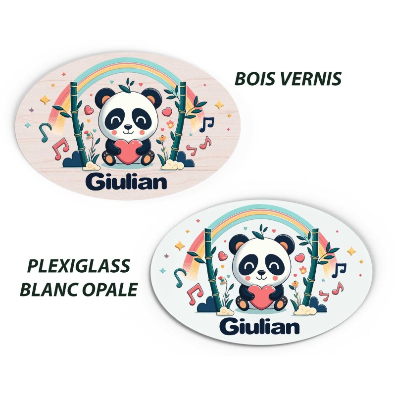 Plaque de Porte Personnalisable Panda