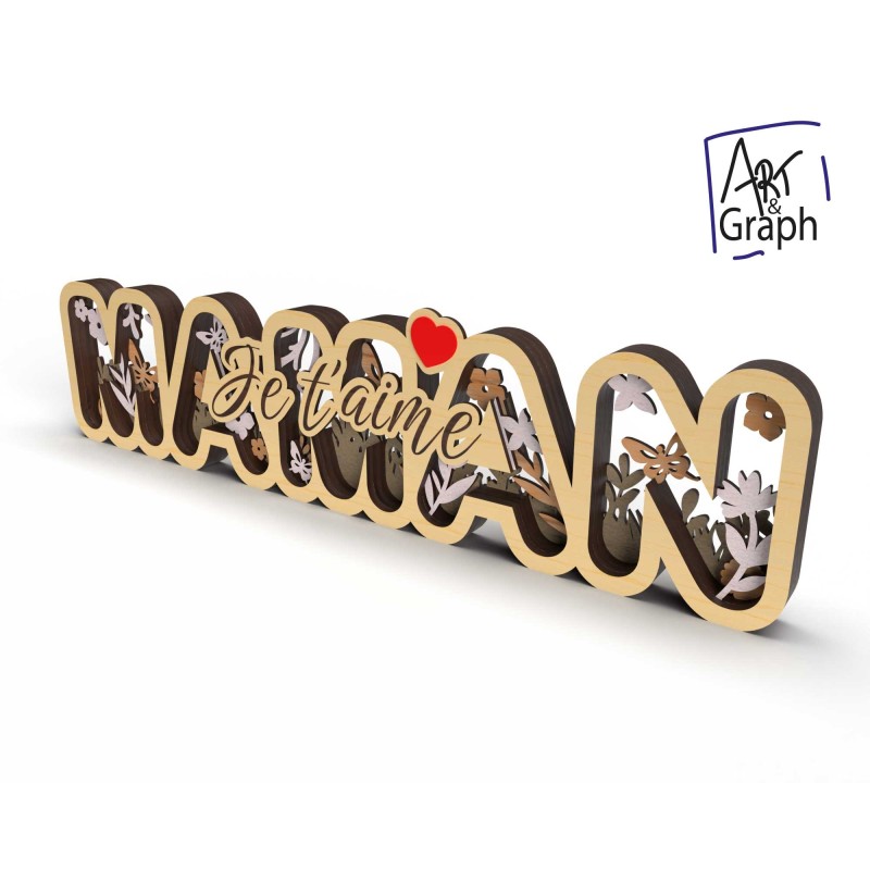 Décoration cadeau fêtes de mère Fichier numérique pour découpe laser