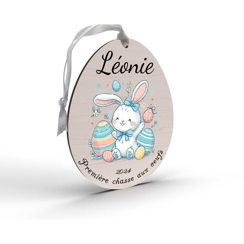 Œuf de Pâques Personnalisé en Bois et couleur lapin