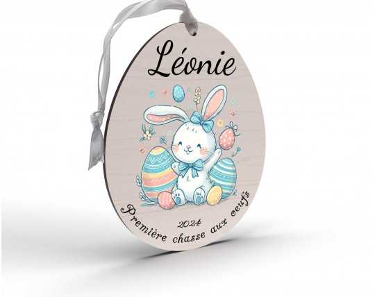 Œuf de Pâques Personnalisé en Bois et couleur lapin