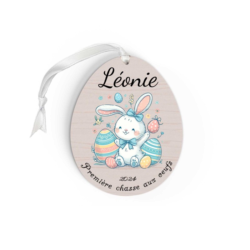 Œuf de Pâques Personnalisé en Bois et couleur lapin