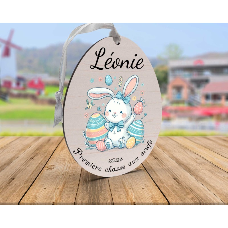 Œuf de Pâques Personnalisé en Bois et couleur lapin