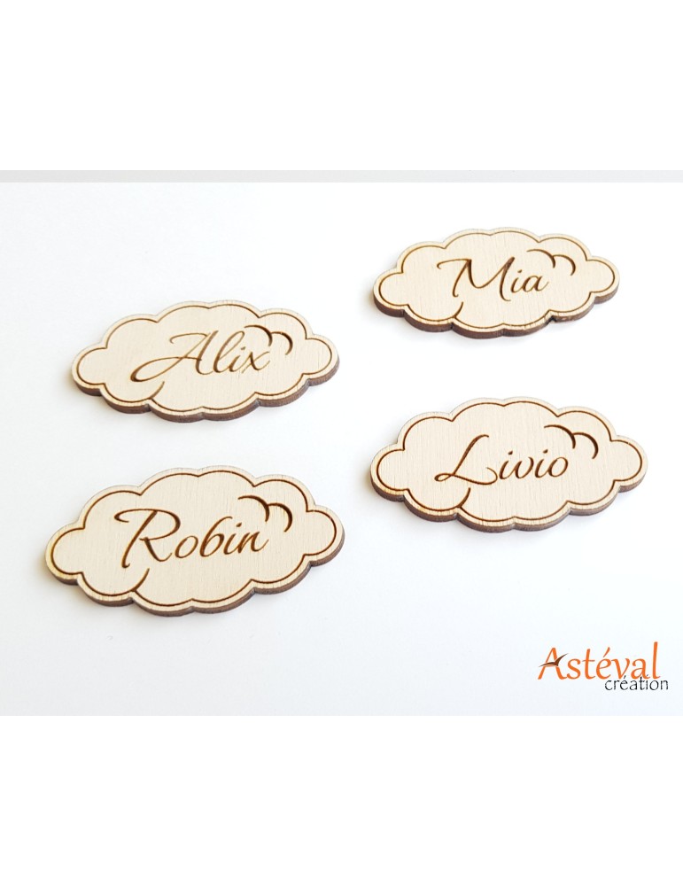 Marque place nuage en bois personnalisé