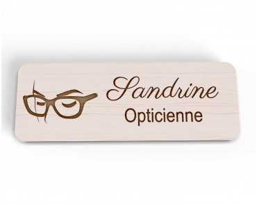 Badge opticien personnalisé bois lunette