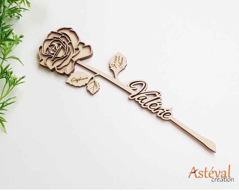 Rose en bois personnalisé Fête des mère
