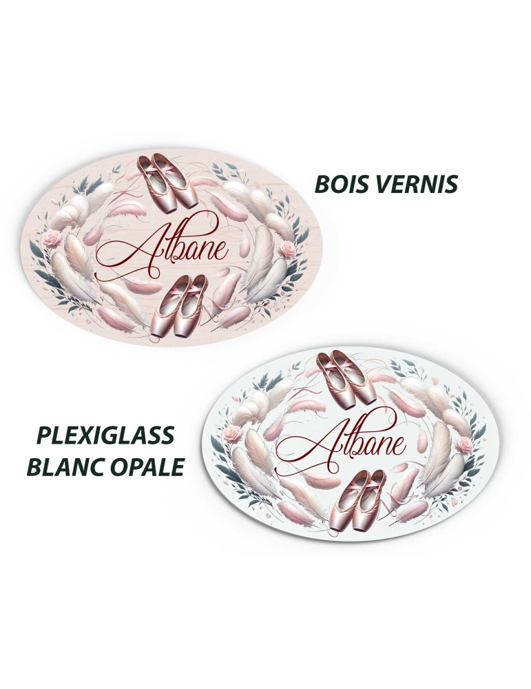 Plaque de Porte Personnalisable thème danse chausson bois ou plexi