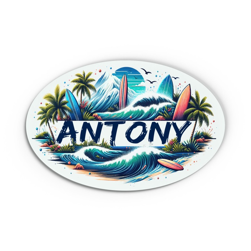 Plaque de Porte Personnalisable thème surf mer ocean bois ou plexi