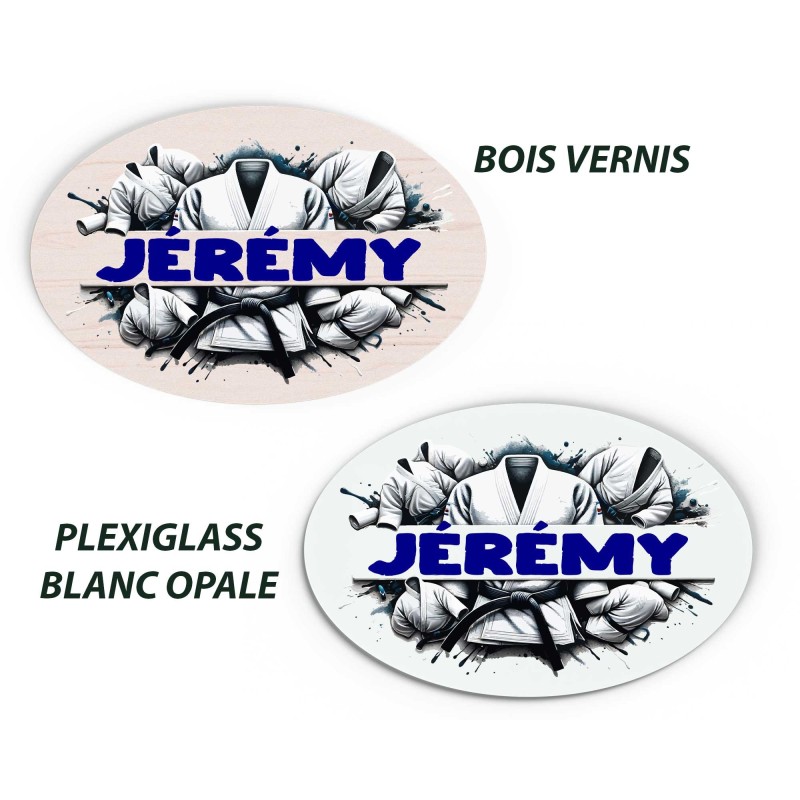Plaque de Porte Personnalisable thème Judo bois ou plexi