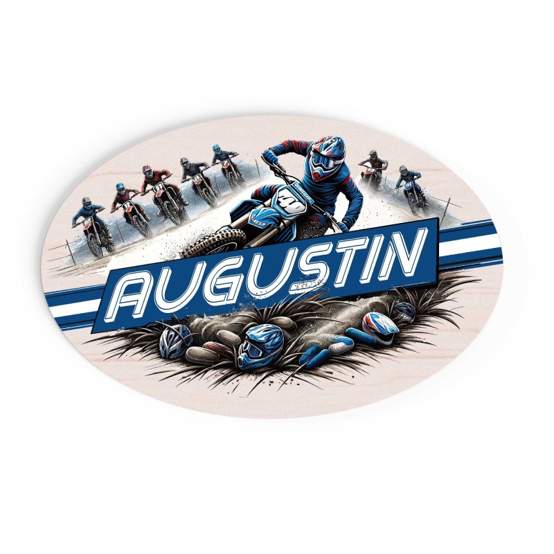 Plaque de Porte Personnalisable thème Moto Cross bois ou plexi