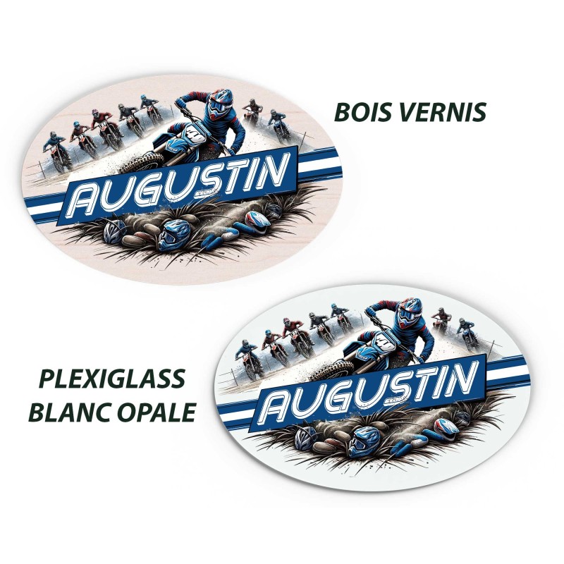 Plaque de Porte Personnalisable thème Moto Cross bois ou plexi