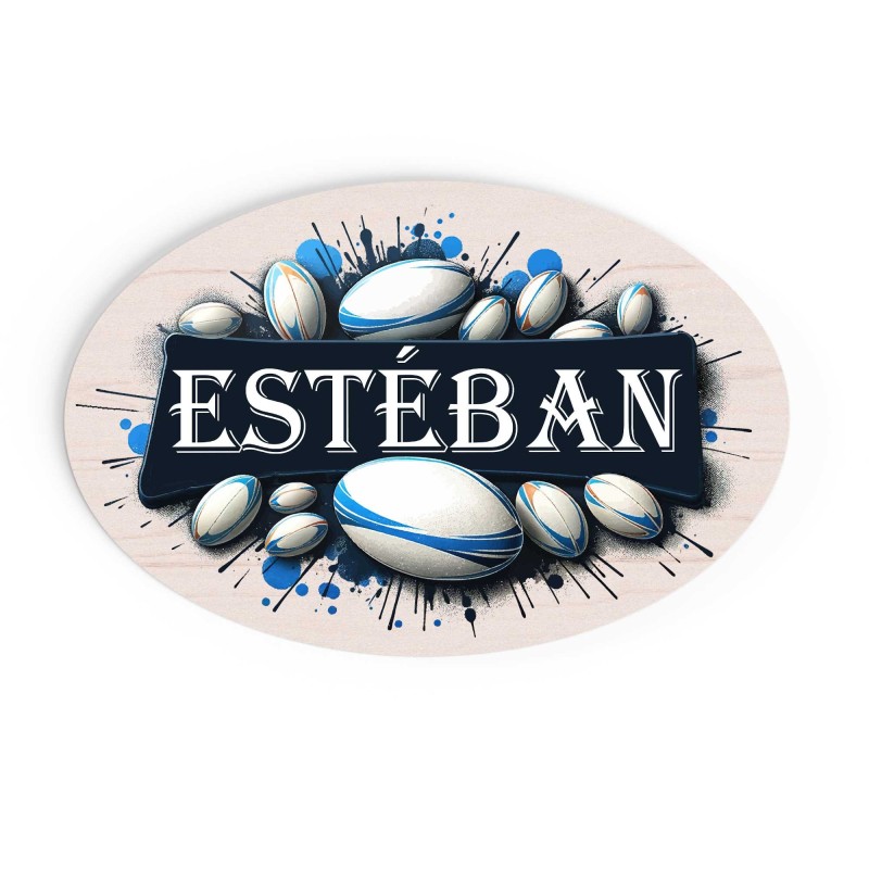 Plaque de Porte Personnalisable rugby thème sport bois ou plexi