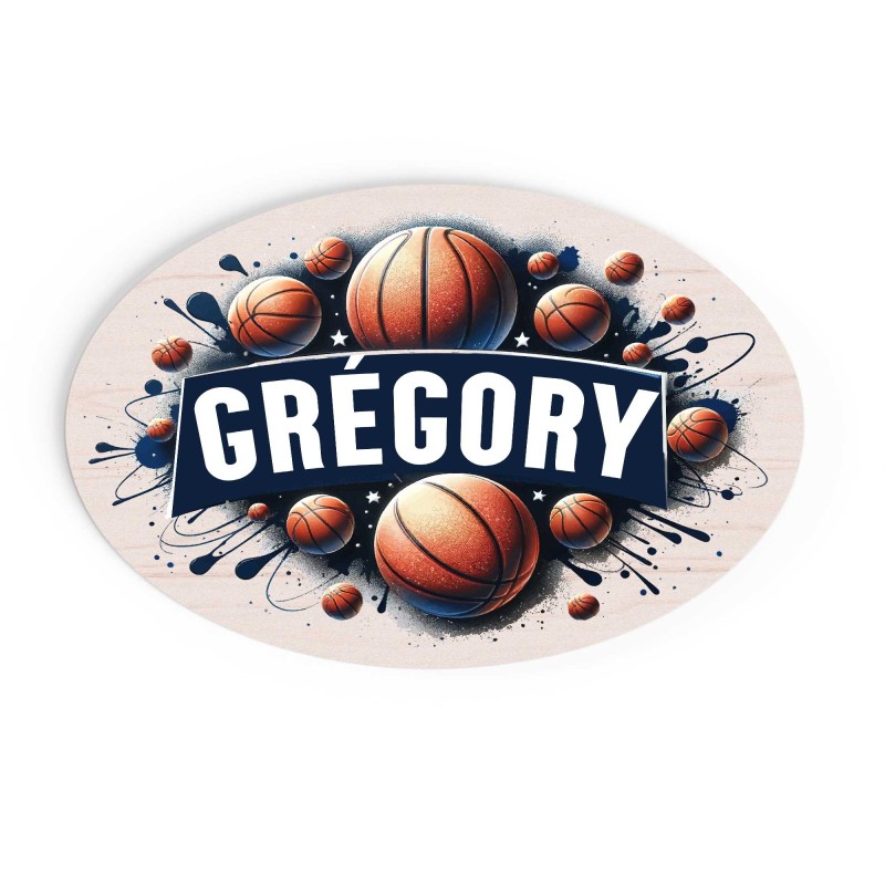 Plaque de Porte Personnalisable basketball thème sport bois ou plexi