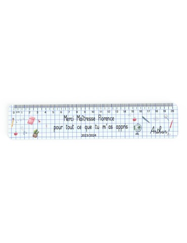 Règle graduée personnalisée, remerciement fin d'année scolaire, maître, maîtresse, instituteur, atsem 2
