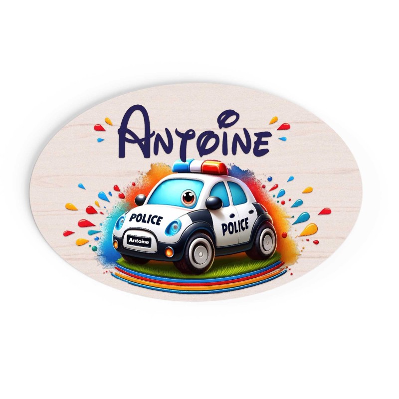Plaque de Porte Personnalisable voiture police sport bois ou plexi