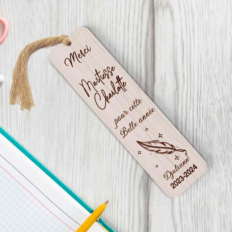 Marque page en bois personnalisable Maîtresse Maitre cadeau noël sapin
