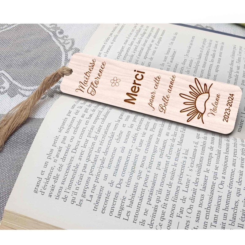 Marque page en bois personnalisable Maîtresse Maitre cadeau noël sapin