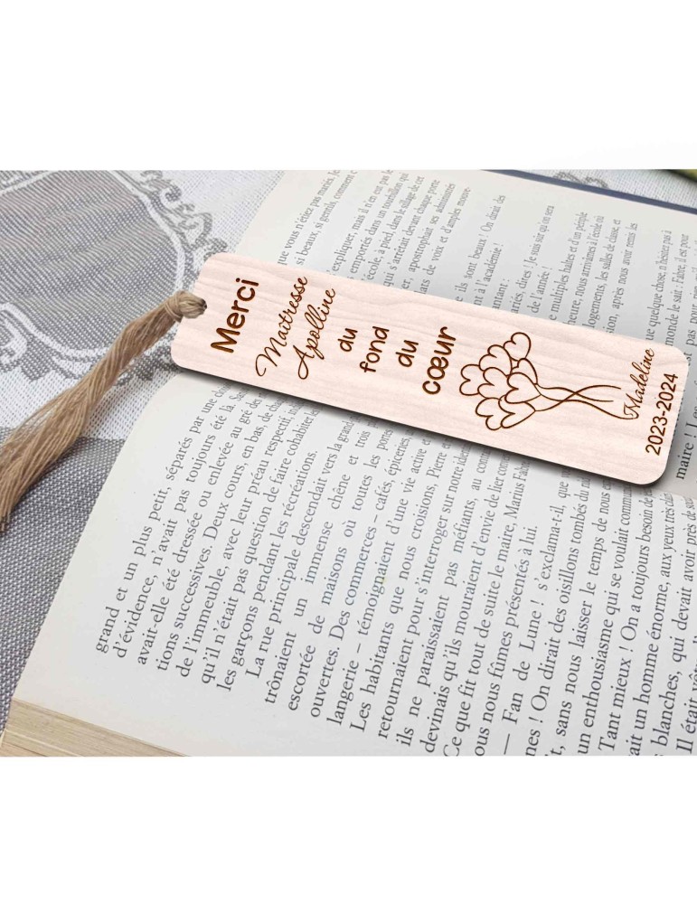 Marque page en bois personnalisable Maîtresse Maitre cadeau noël sapin