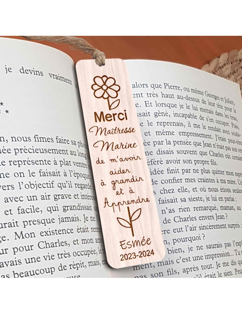Marque page en bois personnalisable Maîtresse Maitre cadeau noël sapin