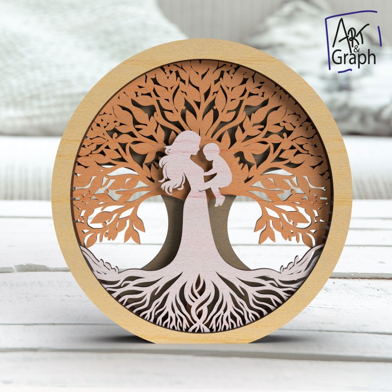 Décoration cadeau Maman Fichier numérique pour découpe laser