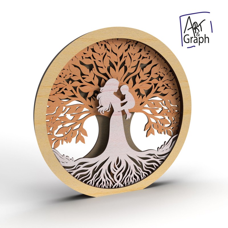 Décoration cadeau Maman Fichier numérique pour découpe laser