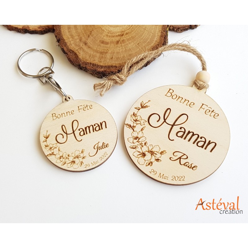 Porte clefs ou suspension personnalisé Bonne fête maman