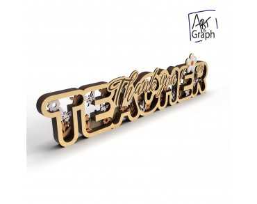 Décoration cadeau maitresse TEACHER Fichier numérique pour découpe laser