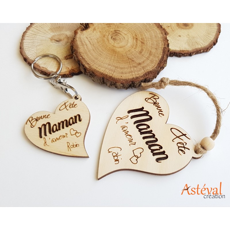 Porte clefs ou suspension personnalisé Bonne fête maman d'amour