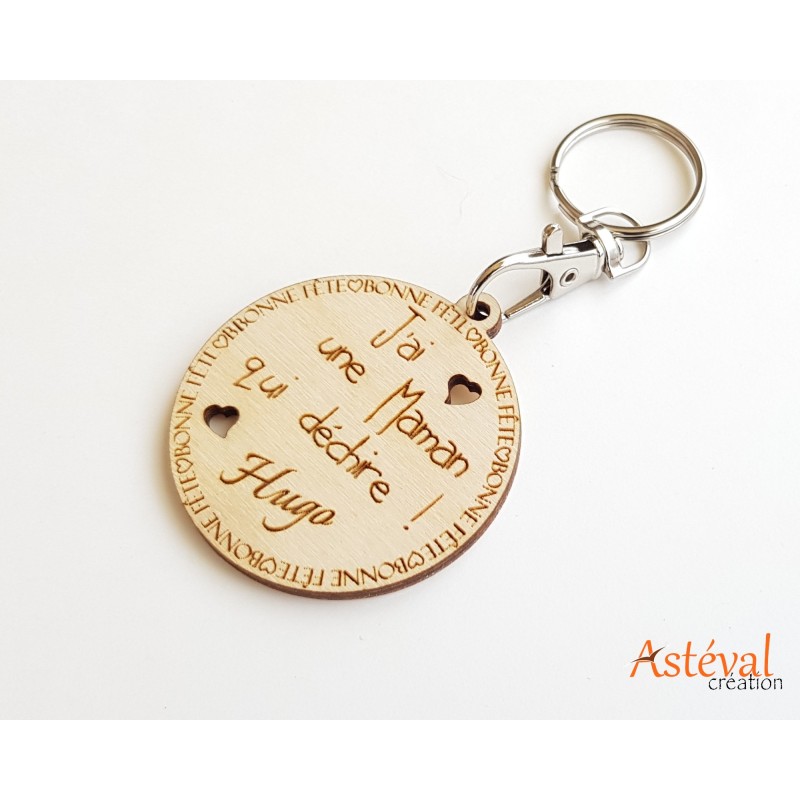 Porte clefs ou suspension personnalisé Bonne fête maman qui déchire