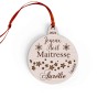 Boule de Noël en bois personnalisée maîtresse, maître, atsem, nounou étoiles