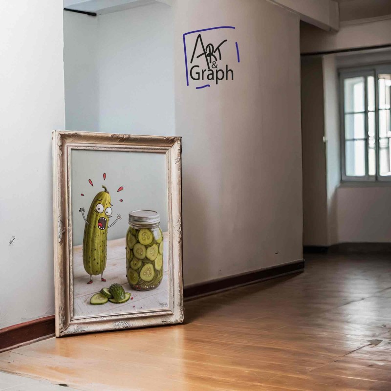 Affiche Numérique Cornichon Surpris - Illustration Drôle et Décalée pour Décoration Murale Amusante téléchargeable