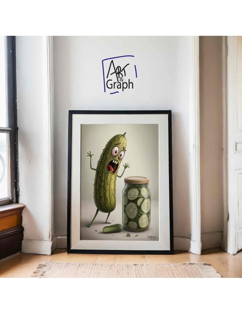 Poster Déco Cuisine Humour Cornichon - 30,5x40,6 Cm, Impression Sur Toile, Sans Cadre, Décoration Murale Amusante
