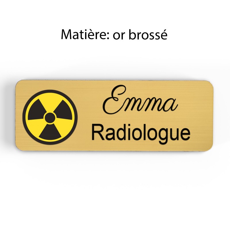 Badge Professionnel Personnalisé Radiologie - Design Élégant avec Logo Radiologique - Idéal pour Radiologues, Manipulateurs Radi