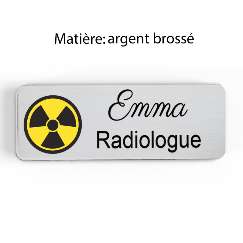 Badge Professionnel Personnalisé Radiologie - Design Élégant avec Logo Radiologique - Idéal pour Radiologues, Manipulateurs Radi