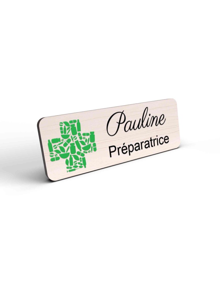 Badge pharmacie Personnalisé - Design avec Croix Verte