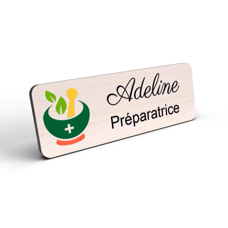 Badge pharmacie Personnalisé mortier préparatrice